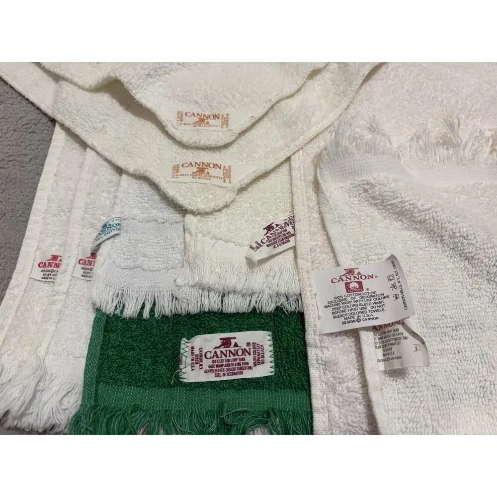 Cannon Christmas Towel Lot of 9 Hand Washcloth Oven Hang Vintage Cotton